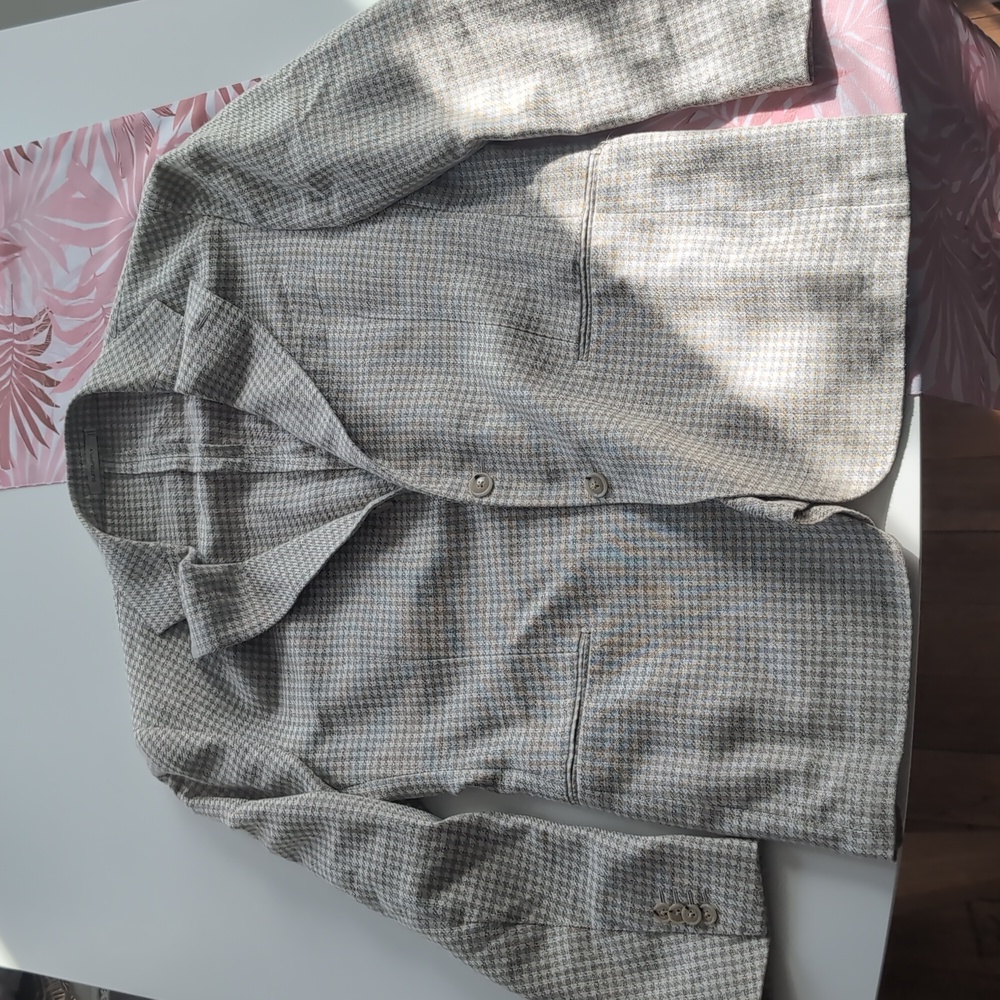 Suitsupply Havana Jetted Linen Silk Blazer (beige check)